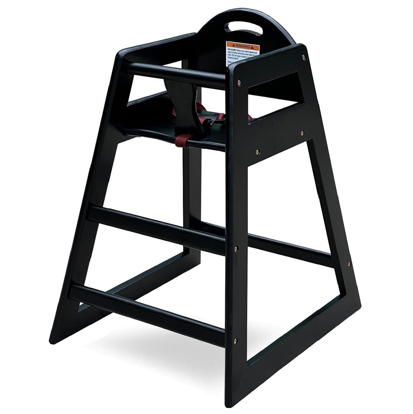 LA Baby Stackable Solid Wood High Chair - Commercial Grade for Home & Restaurant - Black