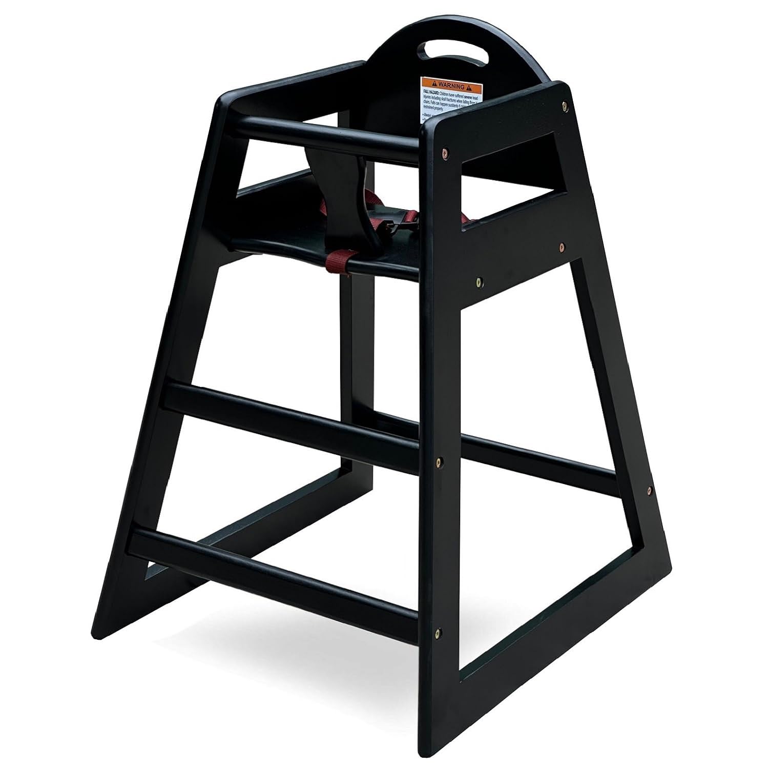 LA Baby Stackable Solid Wood High Chair - Commercial Grade for Home & Restaurant - Black