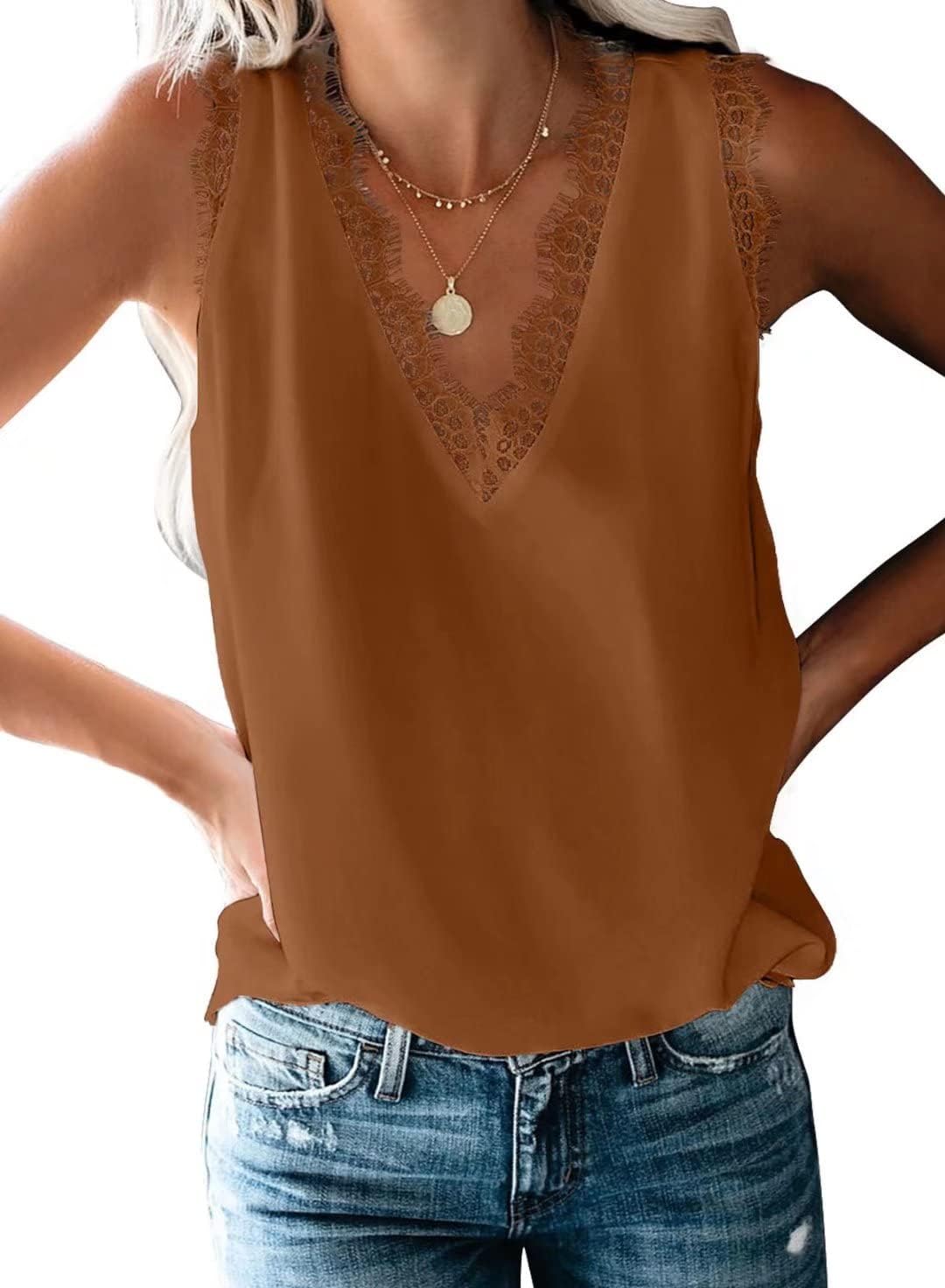BLENCOT Women Lace Trim Tank Tops for Stylish Summer Wear