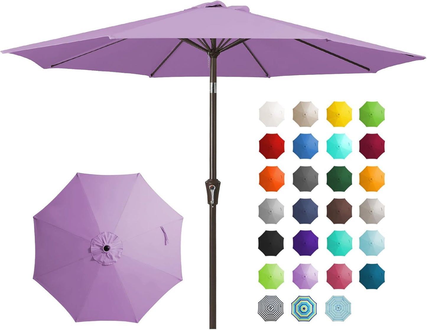 9FT Outdoor Patio Umbrella with Push Button Tilt and Crank