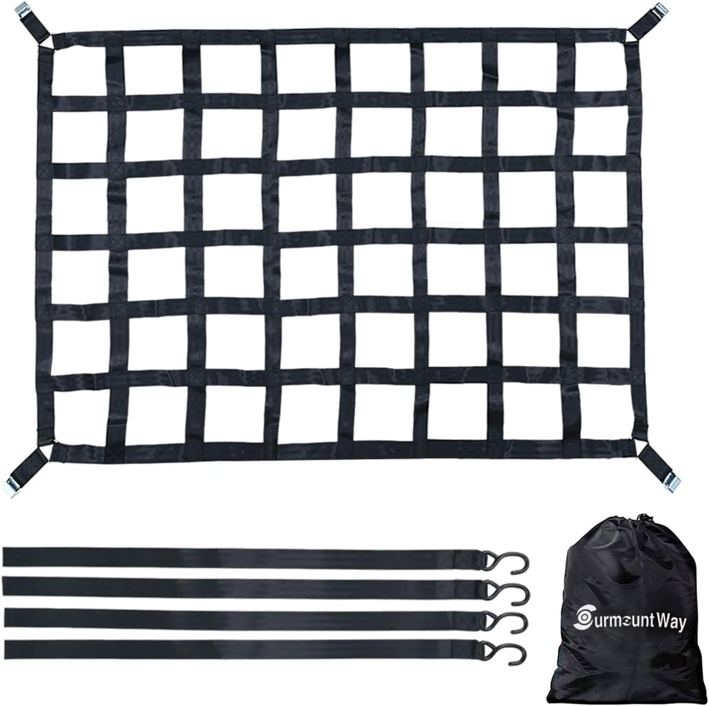 Surmountway Cargo Net for Pickup Truck Bed - Heavy Duty 1100LBS