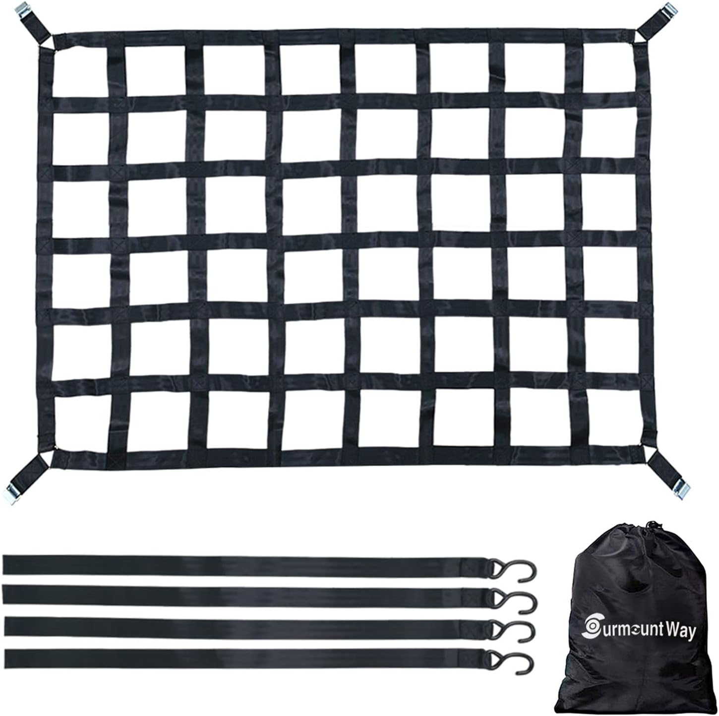 Surmountway Cargo Net for Pickup Truck Bed - Heavy Duty 1100LBS