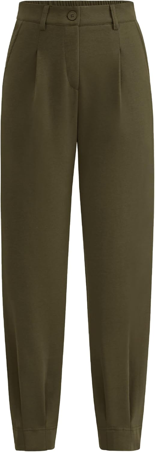 Trendy High Waisted Ankle Length Dress Pants for Women