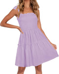 ZESICA Women's Summer Spaghetti Strap Ruffle A Line Mini Dress