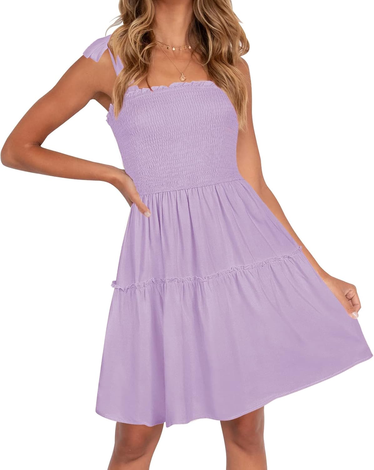 ZESICA Women's Summer Spaghetti Strap Mini Dress for Fun Days