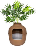 Mocha Brown Round Hidden Cat Litter Box Enclosure - Essentials Kit