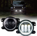 4-Inch LED Fog Lights with White Halo Ring DRL - Bright, Durable