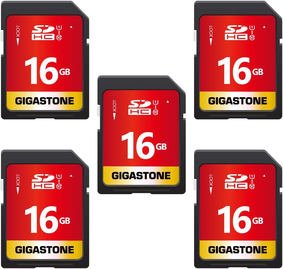 GIGASTONE 16GB SD Card 5-Pack for High Speed Full HD Video
