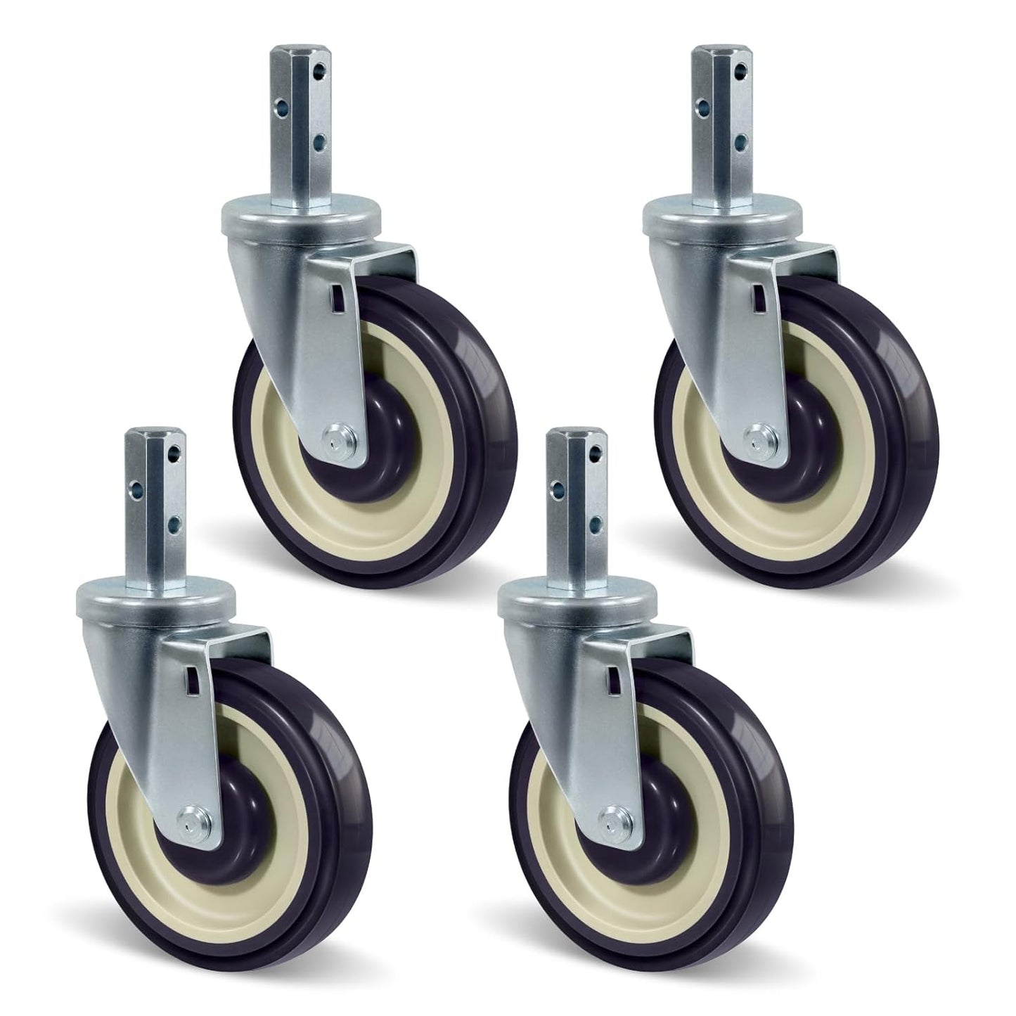 5 Inch Caster Wheels Set of 4 Heavy Duty Polyurethane Casters