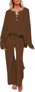 Pink Queen Women's 2 Piece Knit Sweatsuit - Cozy Fall Lounge Set top
