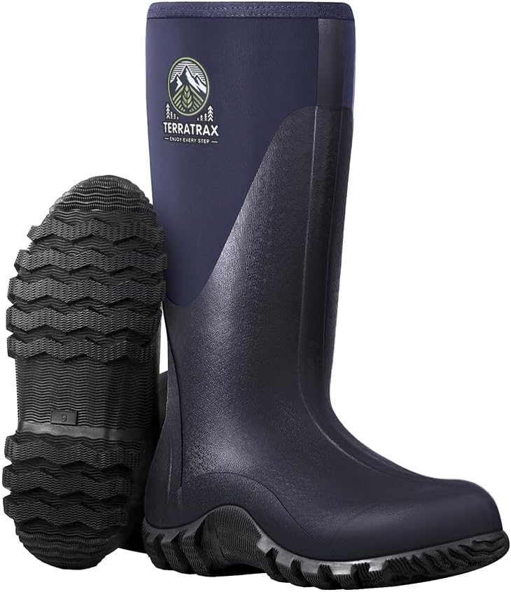 Men's Waterproof Rubber Muck Rain and Work Boot for All Seasons