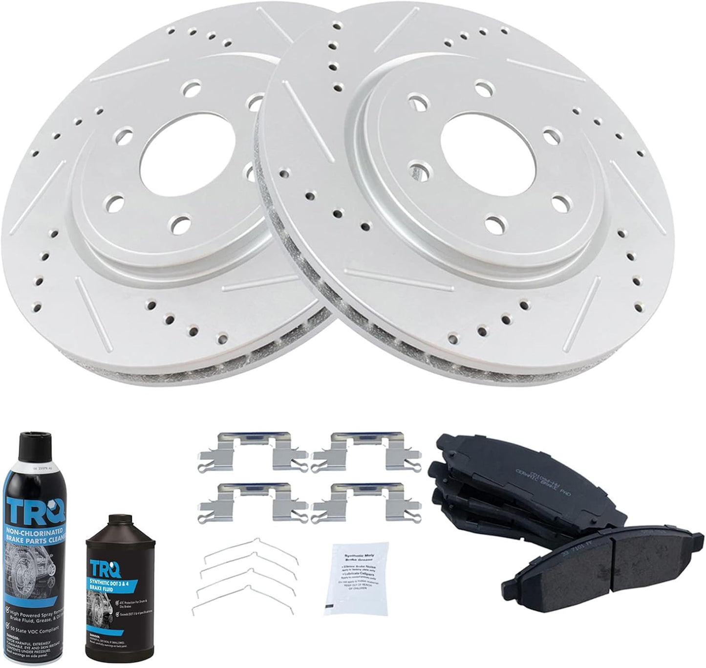 TRQ Brake Rotor & Ceramic Pad Front Kit for Nissan Vehicles