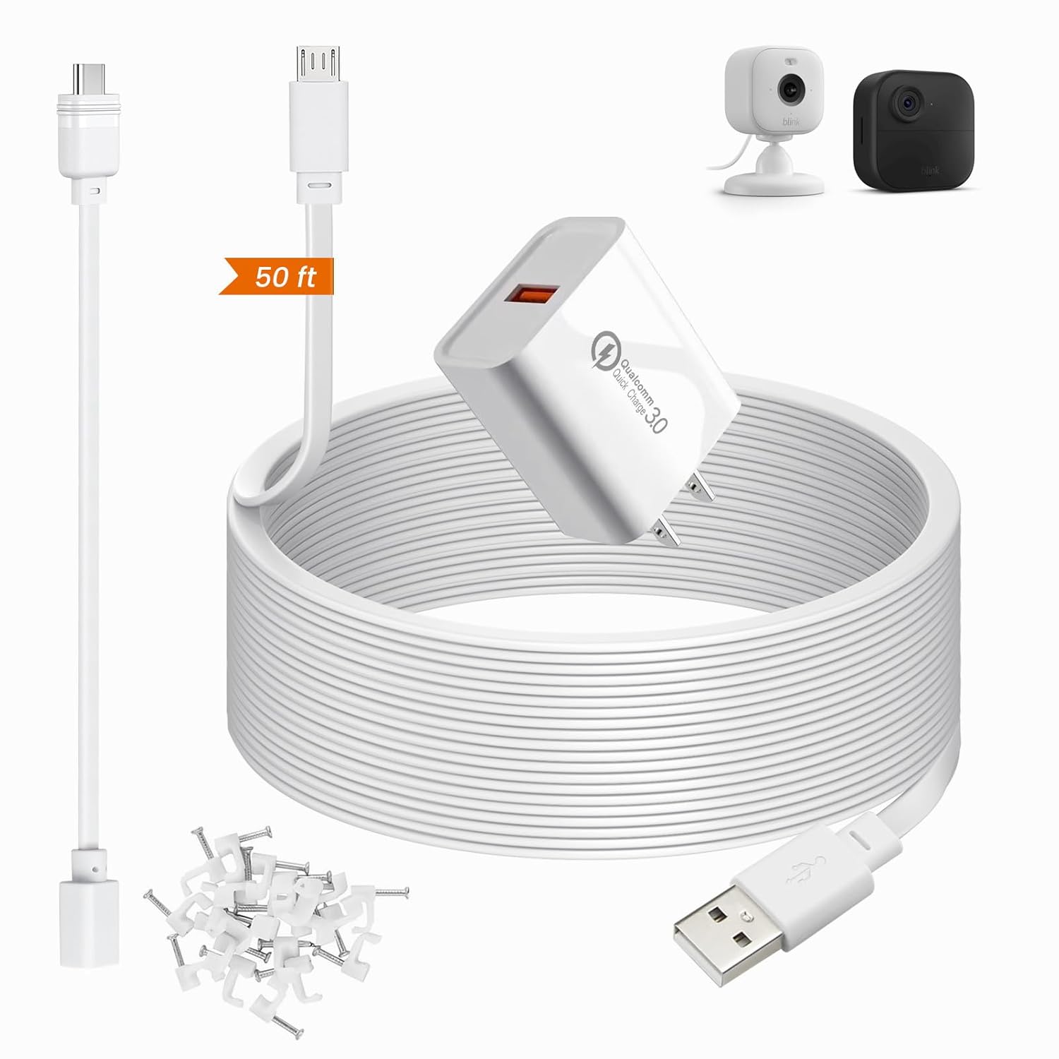 Blink Camera Power Extension - 50ft Long Fast Charging Cord