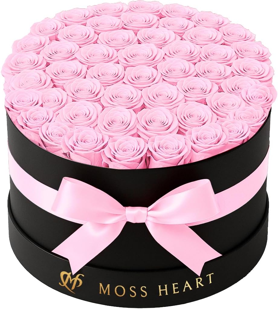 50 Preserved Roses in Round Box for Lasting Beauty and Elegance