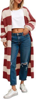 Striped Long Cardigan Sweaters for Women - Cozy Oversized Duster