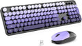 KNOWSQT Wireless Keyboard and Mouse Combo Black-Purple - Retro