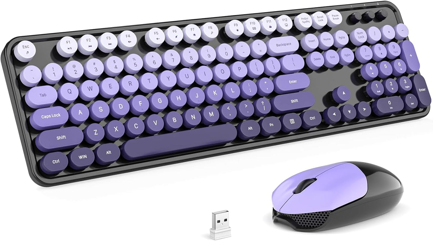 KNOWSQT Wireless Keyboard and Mouse Combo for Colorful Desk