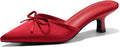 Kitten Heel Satin Bow Mules for Women - Elegant Slip On Pumps