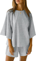 Tankaneo Womens Pajama Sets 3/4 Sleeve Oversized Tops and Shorts you