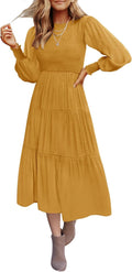 ZESICA Women's Smocked Flowy Tiered Midi Dress - Comfortable, Classic