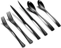 24-Piece Black Silverware Set with Steak Knives - Modern Heavy Duty
