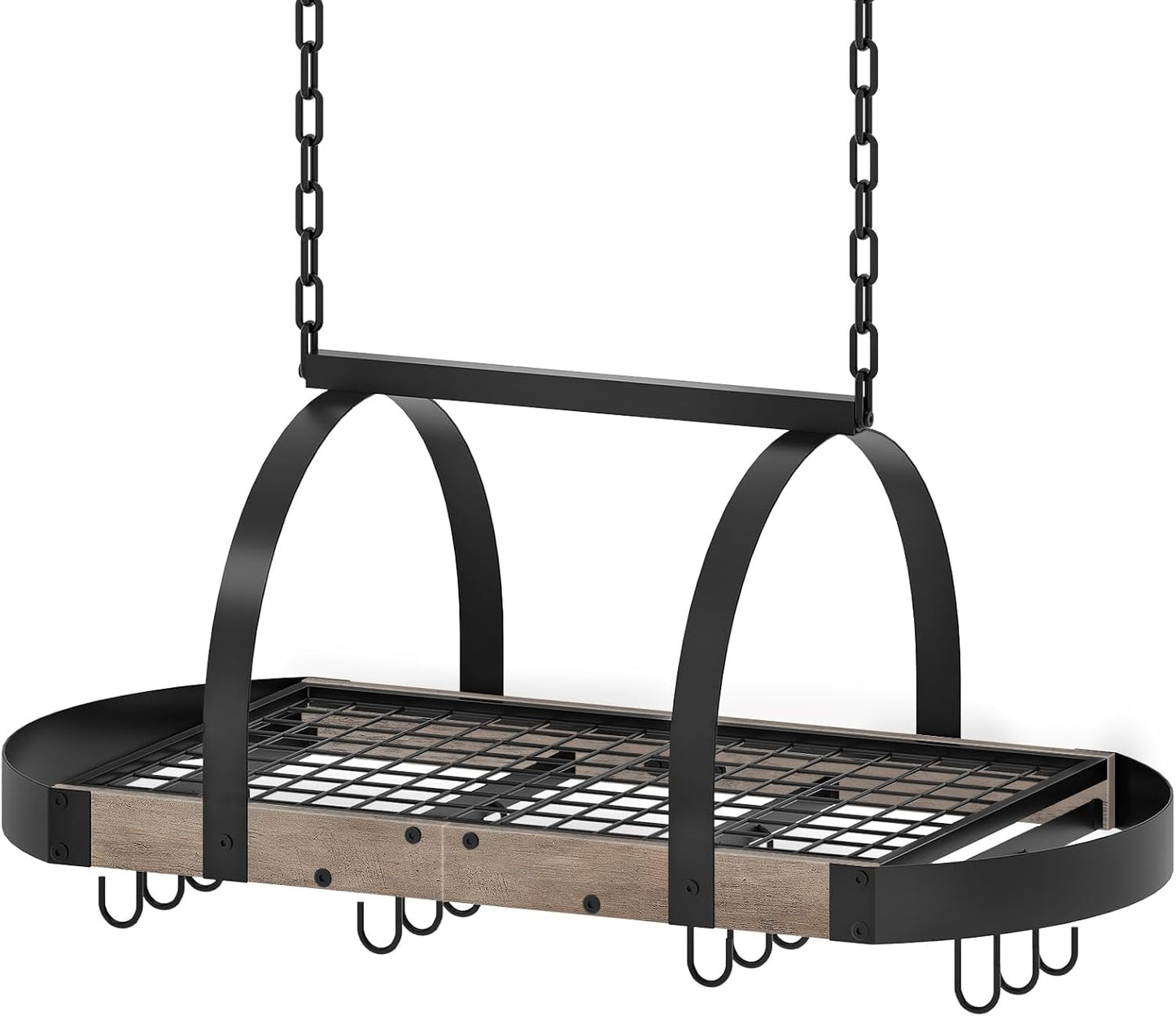 Hanging Pot Rack for Kitchen with 12 Hooks - Space-Saving Design