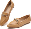 Metal Chain Loafers for Women Pointed Toe Slip on Flats (Style S4JY)