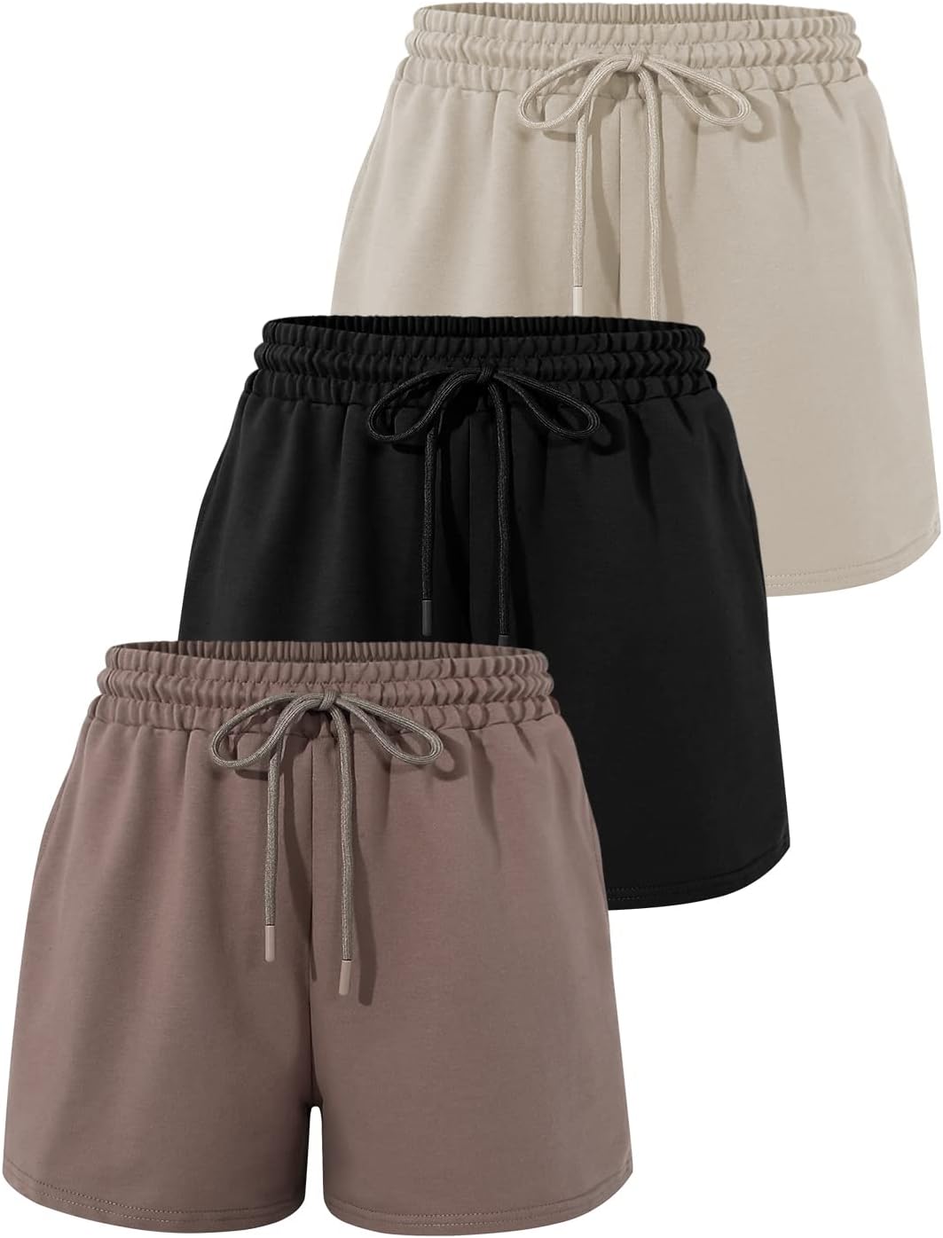 SUNBS 3 Pack Womens Sweat Shorts for Summer Running and Lounging