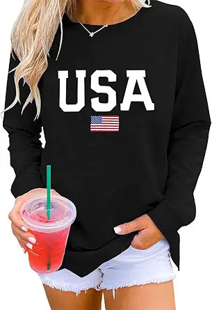 Dressmine Womens Casual Long Sleeve Graphic Tee Shirts