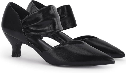 Coutgo Womens Low Kitten Heel Dress Shoes for Elegant Occasions