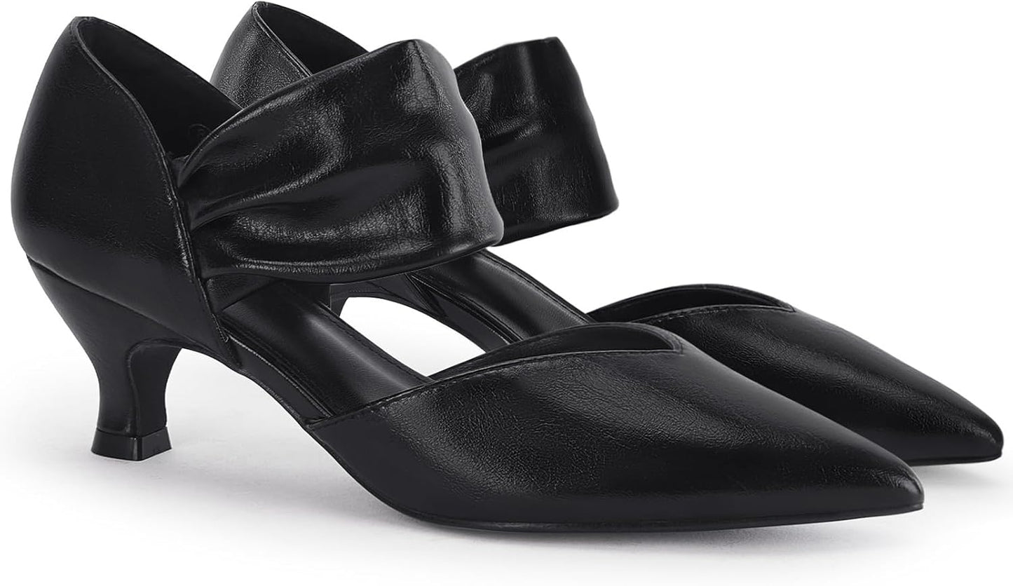 Coutgo Womens Low Kitten Heel Dress Shoes for Elegant Style