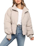 Yimoon Women's Cropped Winter Puffer Jacket - Cozy Cold Protection