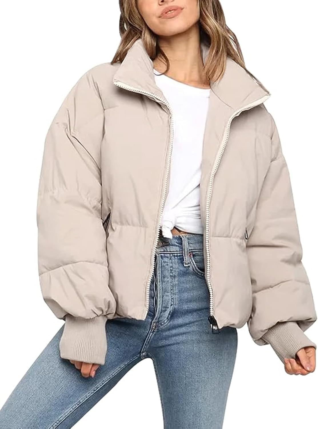 Gihuo Womens Winter Cropped Puffer Jacket for Cozy Style