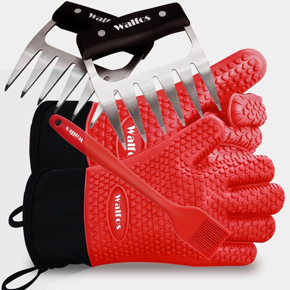 Walfos BBQ Gloves Set - Heat Resistant & Versatile