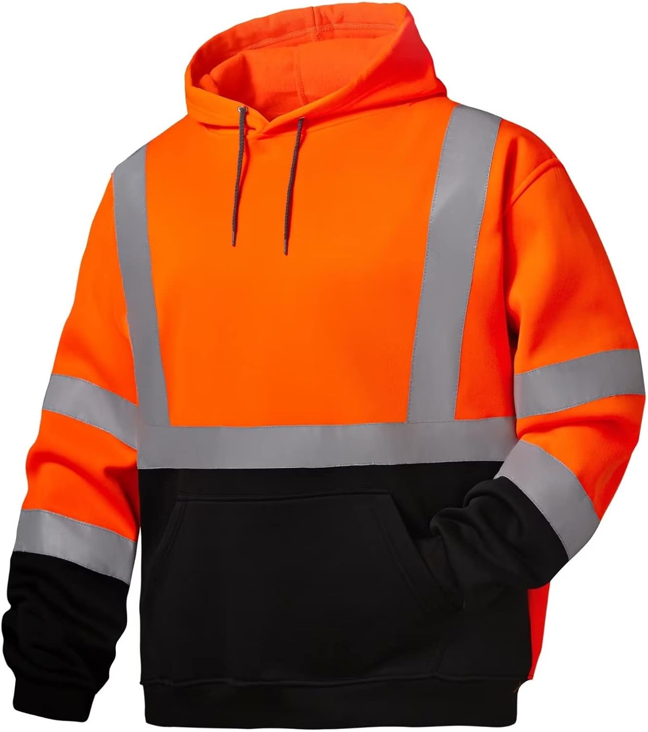 High Visibility Hoodie For Men - Safety Class 3 Reflective Sweatshirt