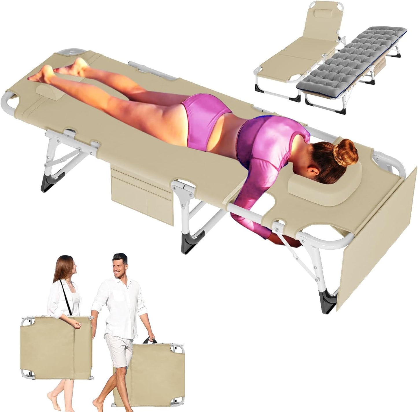 ABORON Sun Tanning Chair with Adjustable Positions for Comfort