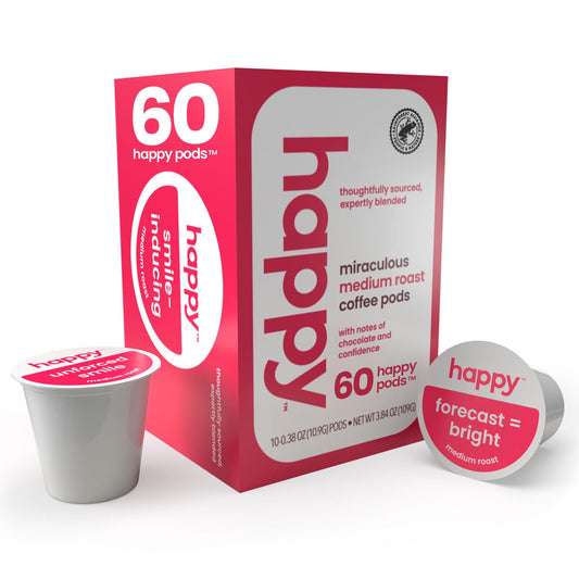 Happy Coffee Medium Roast Pods with Chocolate Notes, 60 Count