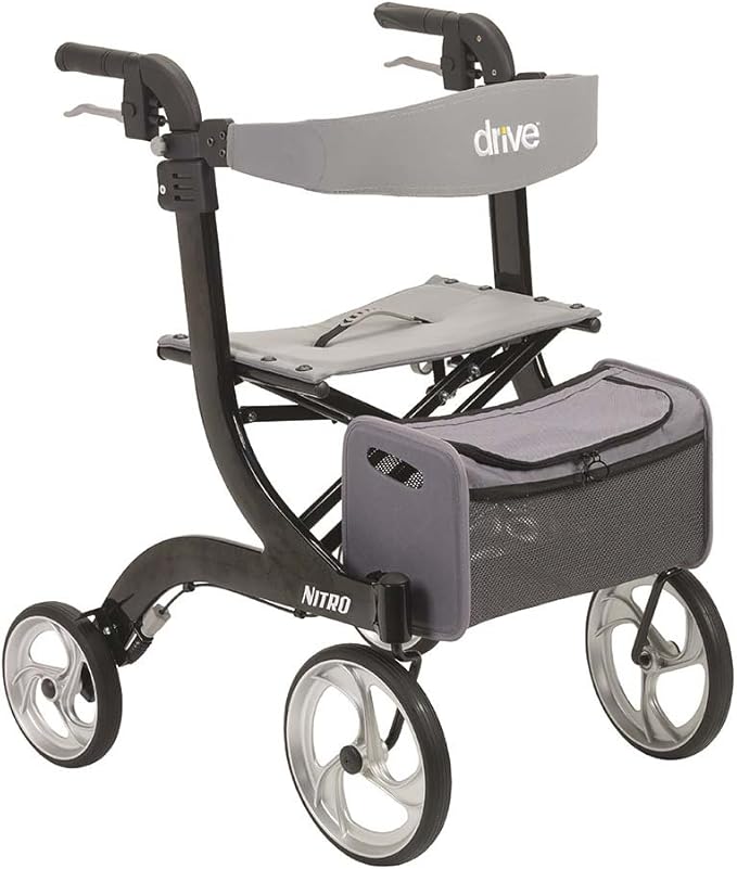 Nitro Foldable Rollator Walker with Seat for Seniors and Adults