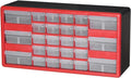 Red 26-Drawer Plastic Storage Cabinet 20in W x 6in D - Garage