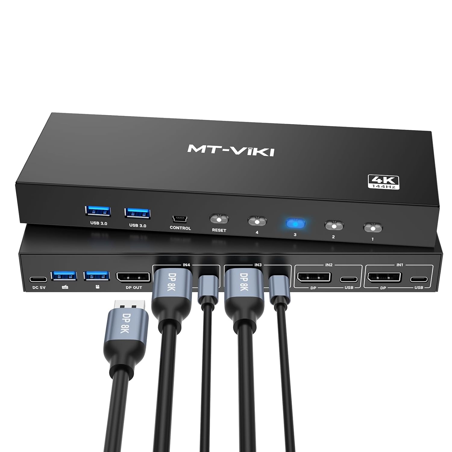 MT-VIKI 8K Displayport KVM Switch for 4 Computers and USB Devices