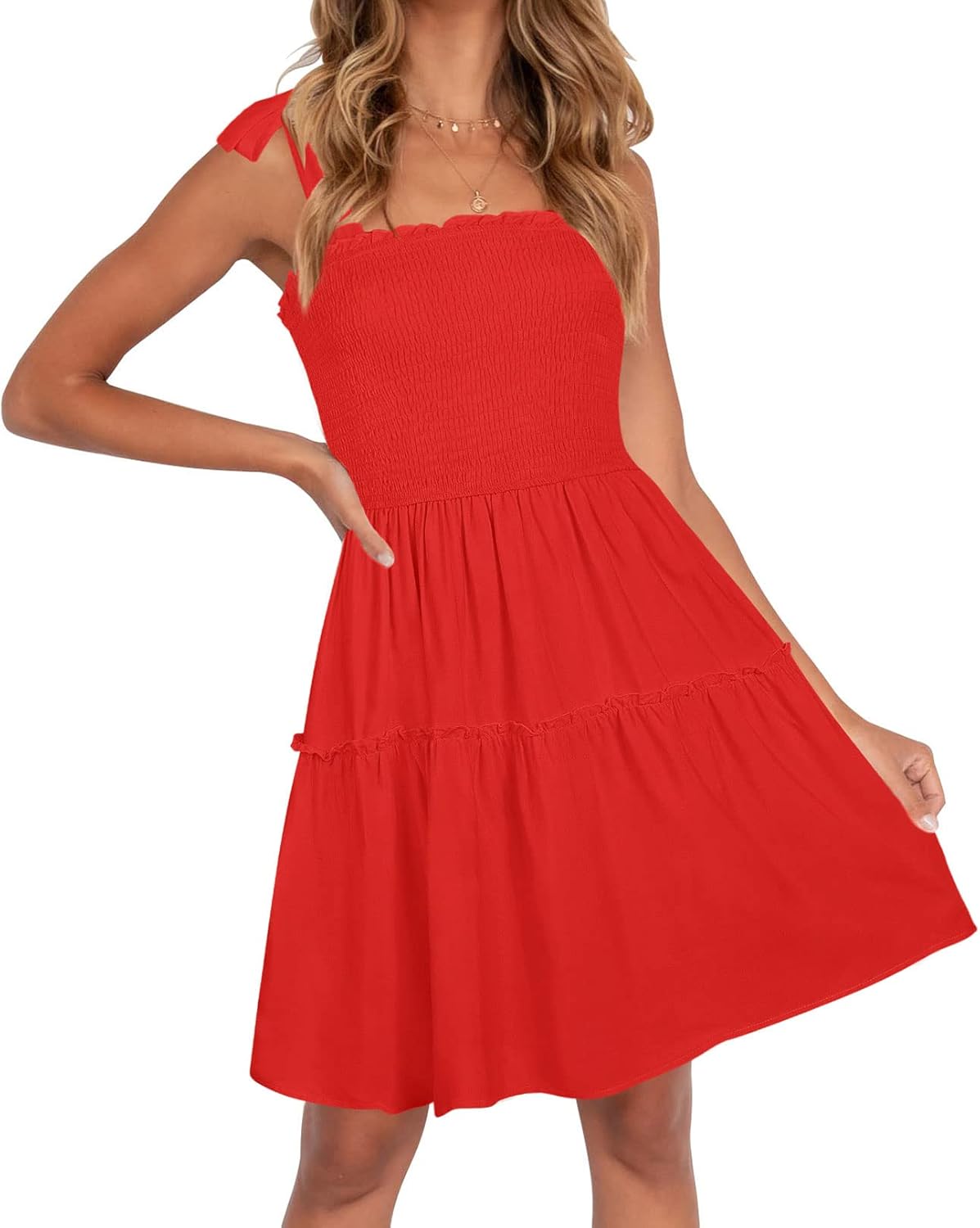ZESICA Women's Summer Spaghetti Strap Mini Dress for Style