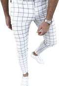Men's Slim Fit Plaid Dress Pants - Stretchy Business Casual