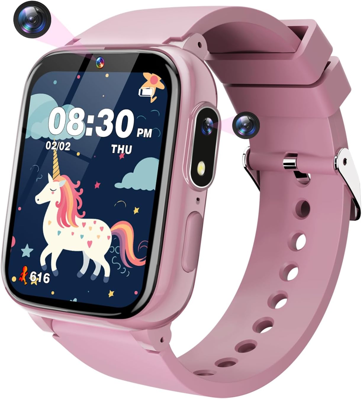 HD Touchscreen Dual Cameras Kids Smart Watch - Fun & Learning for Girls! 