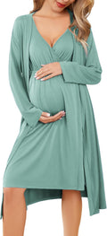 Maternity Nursing Gown and Robe Set - Two-Piece Nursing Nightwear