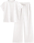 Women's 2 Piece Tracksuit Short Sleeve Top and Wide Leg Pants - Casual