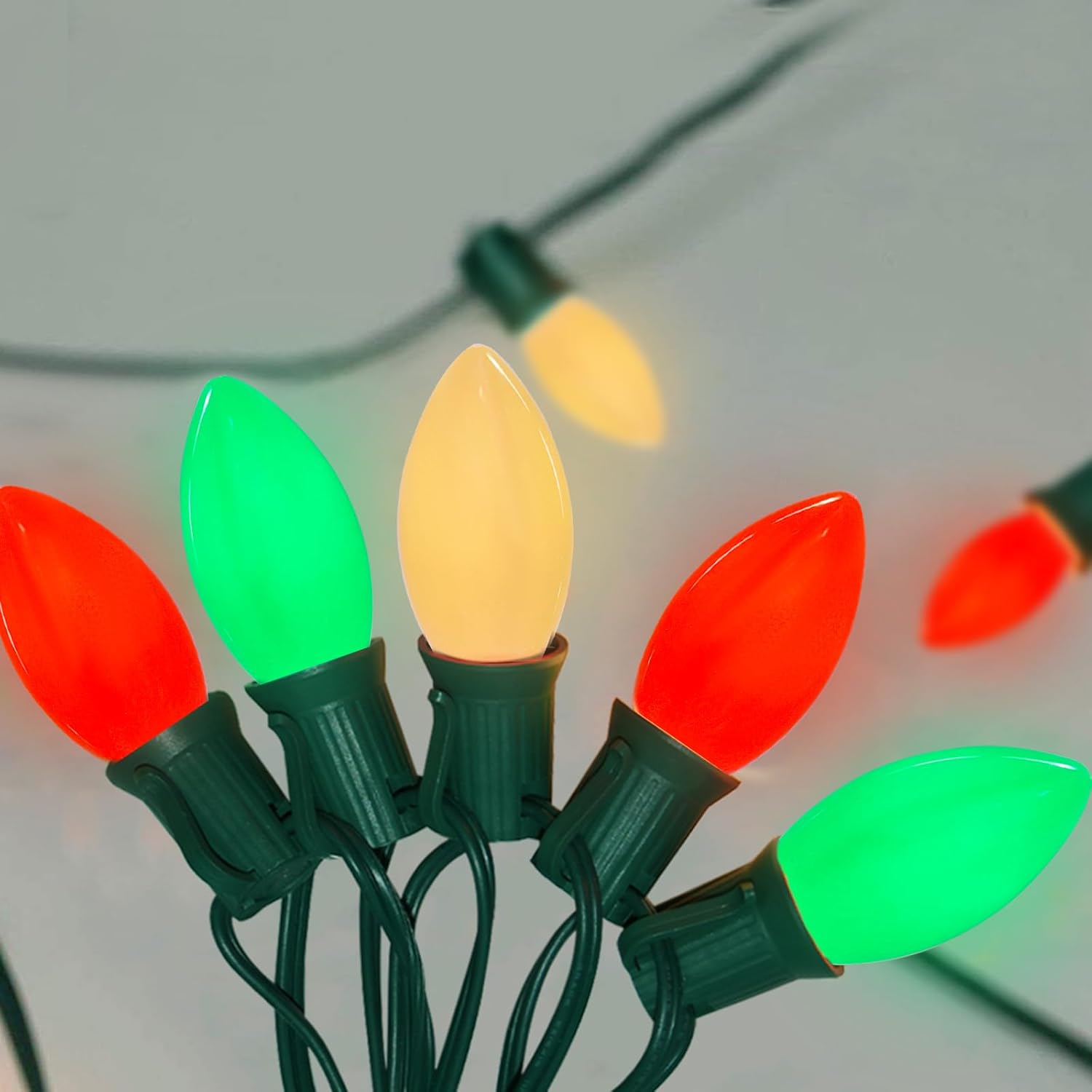 50Ft C9 LED Christmas Lights Outdoor for Vintage Holiday Decor