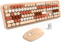 Wireless Keyboard Mouse Combo Retro Round Keys - Cute Full Size Kit