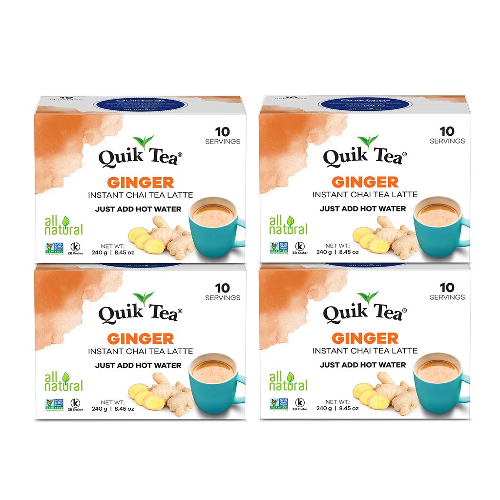 QuikTea Ginger Chai Tea Latte Pack of 4 for Health Boost
