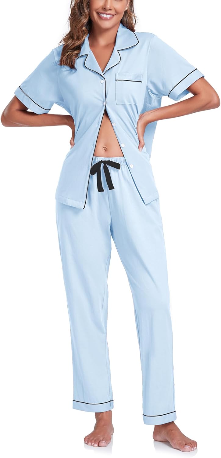 COLORFULLEAF Women's Cotton Pajama Set for Ultimate Comfort