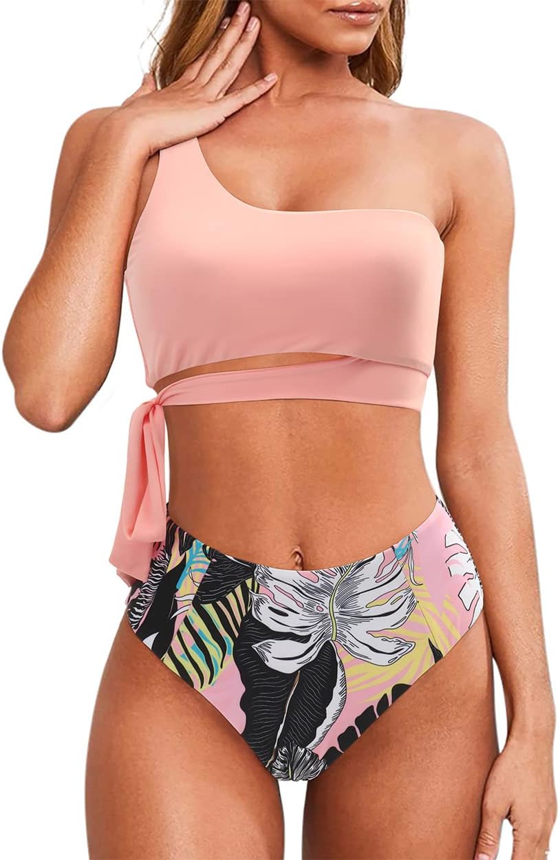 MOOSLOVER Women One Shoulder High Waisted Bikini Set Review